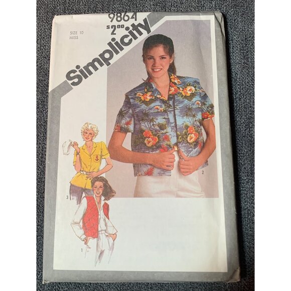 Simplicity Misses Shirt Sewing Pattern sz 10 9864 - uncut - Picture 1 of 3